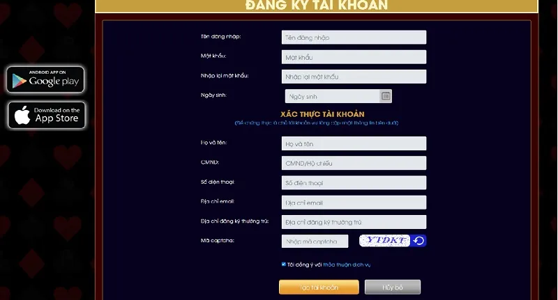 Hướng dẫn điền dữ liệu vào biểu mẫu đăng ký tài khoản tại OnGame VN