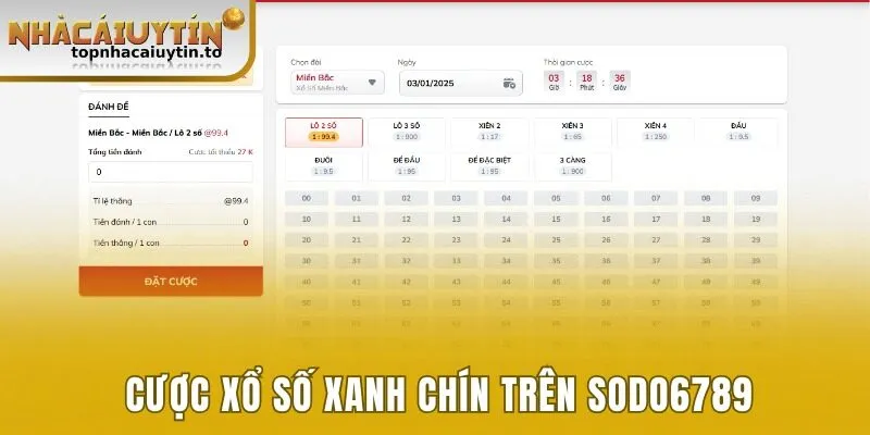 Cược xổ số trực tuyến xanh chín trên Sodo6789