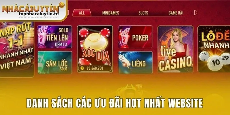 Danh sách các ưu đãi hot nhất website